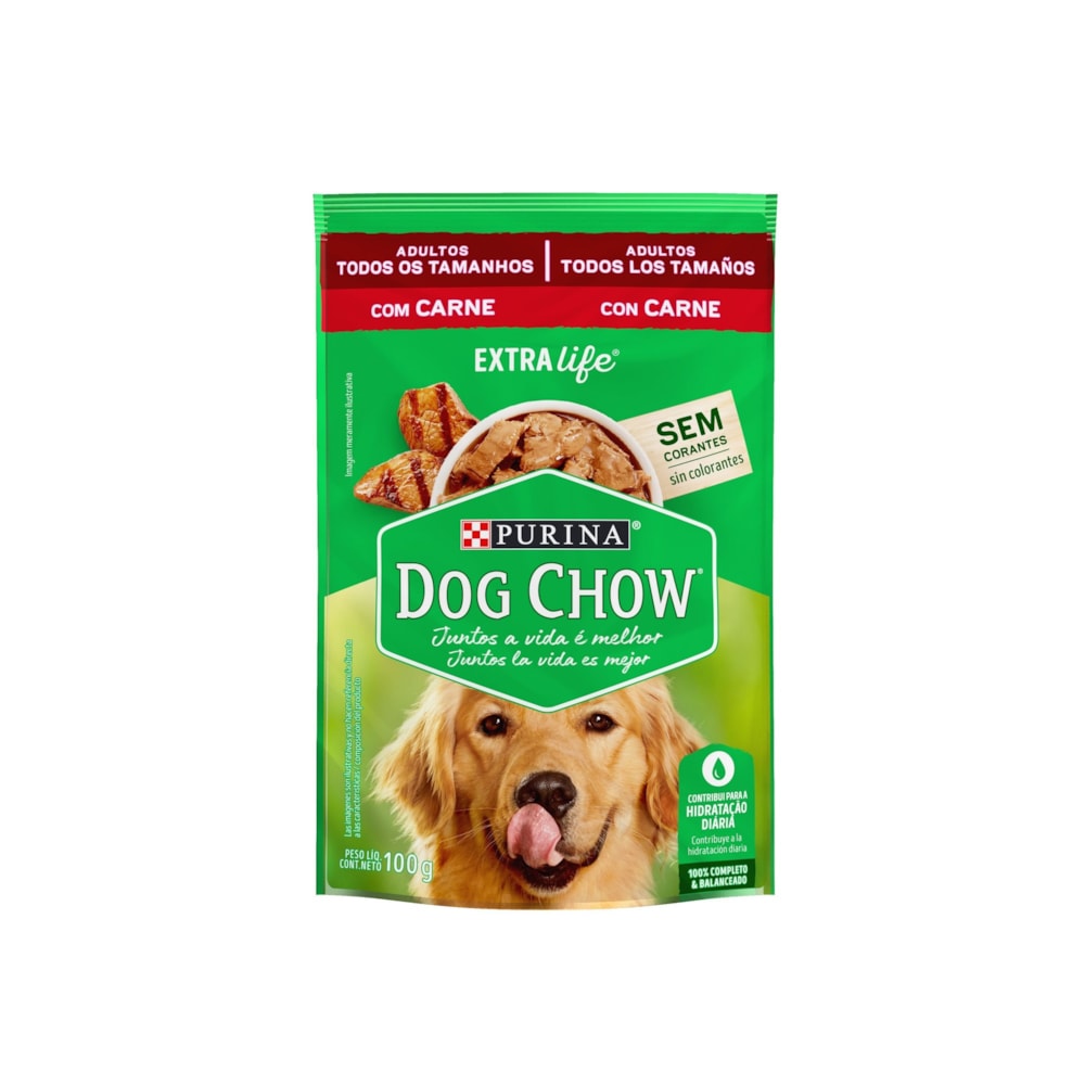 Sachê Dog Chow para Cães Adultos Sabor Carne ao Molho 100g