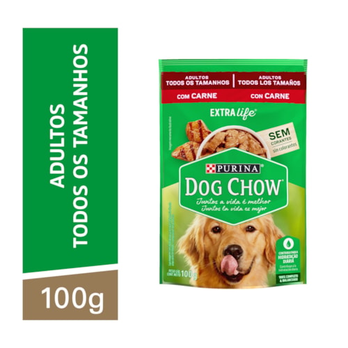 Sachê Dog Chow para Cães Adultos Sabor Carne ao Molho 100g - imagem adicional