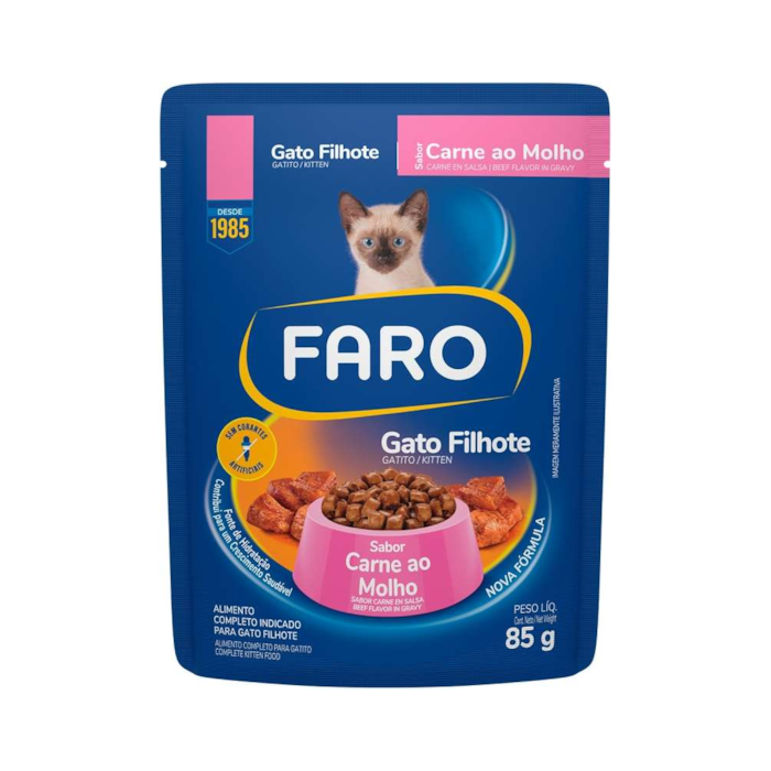 Sachê Faro para Gatos Filhotes Sabor Carne 85g