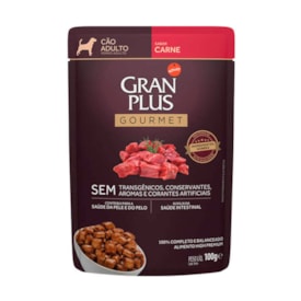 Sachê Gran Plus Gourmet para Cães Adultos Sabor Carne 100g