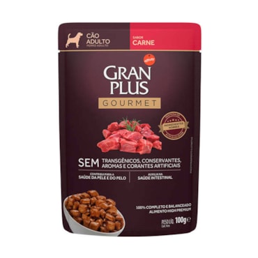 Sachê Gran Plus Gourmet para Cães Adultos Sabor Carne 100g