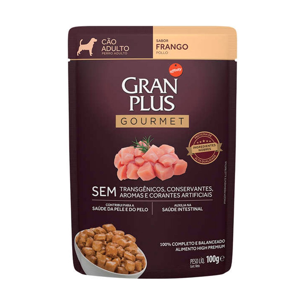 Sachê Gran Plus Gourmet para Cães Adultos Sabor Frango 100g