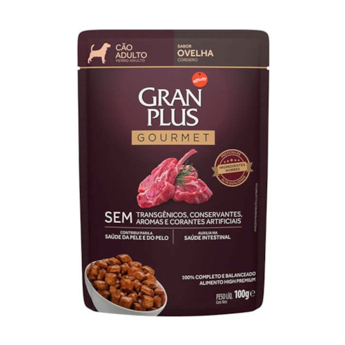 Sachê Gran Plus Gourmet para Cães Adultos Sabor Ovelha 100g