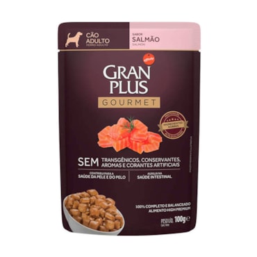 Sachê Gran Plus Gourmet para Cães Adultos Sabor Salmão 100g