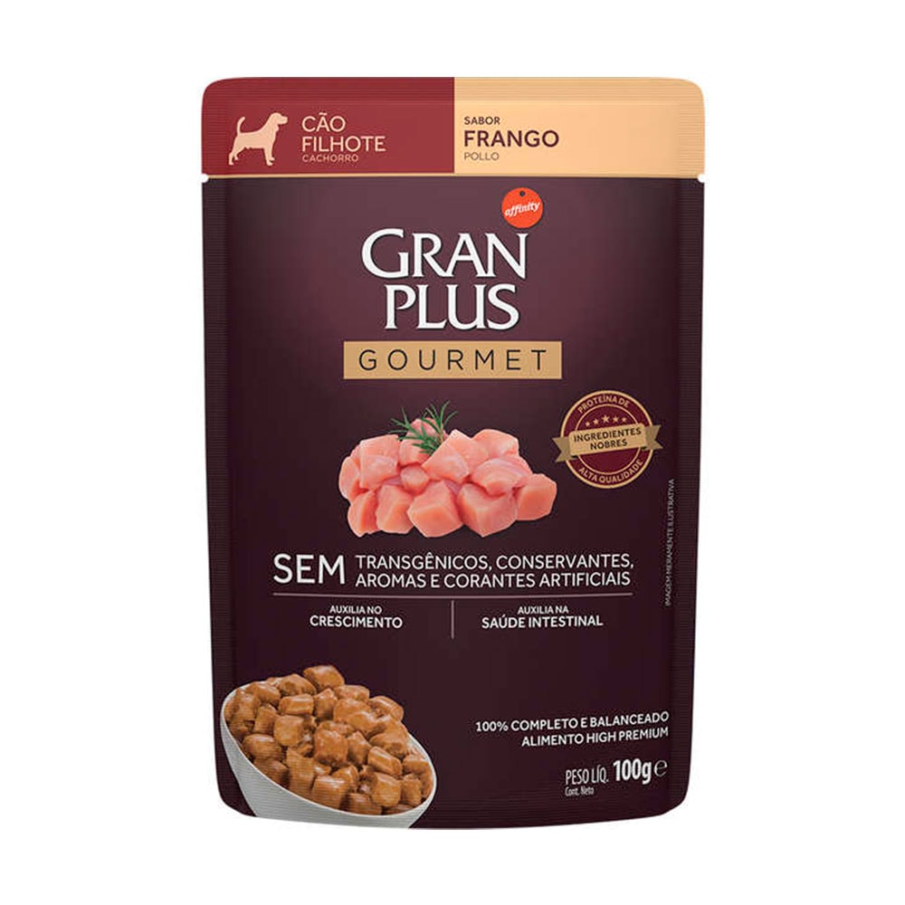 Sachê Gran Plus Gourmet para Cães Filhotes Sabor Frango 100g