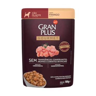 Sachê Gran Plus Gourmet para Cães Filhotes Sabor Frango 100g