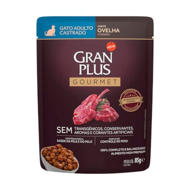 Sachê Gran Plus Gourmet para Gatos Adultos Castrados Sabor Ovelha 85g