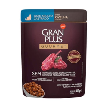 Sachê Gran Plus Gourmet para Gatos Adultos Castrados Sabor Ovelha 85g - imagem adicional