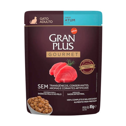 Sachê Gran Plus Gourmet para Gatos Adultos Sabor Atum 85g
