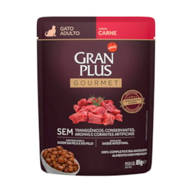 Sachê Gran Plus Gourmet para Gatos Adultos Sabor Carne 85g