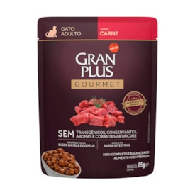 Sachê Gran Plus Gourmet para Gatos Adultos Sabor Carne 85g - imagem adicional