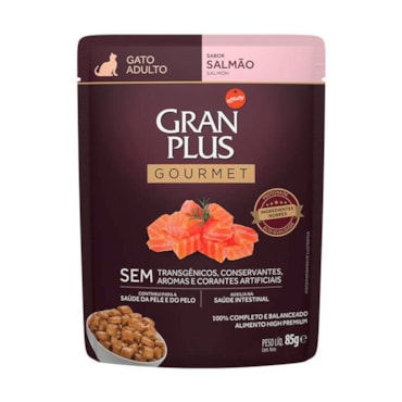 Sachê Gran Plus Gourmet para Gatos Adultos Sabor Salmão 85g - imagem adicional