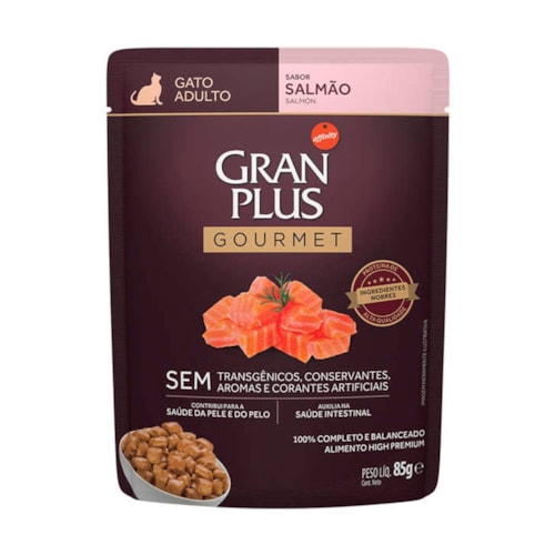 Sachê Gran Plus Gourmet para Gatos Adultos Sabor Salmão 85g - imagem adicional