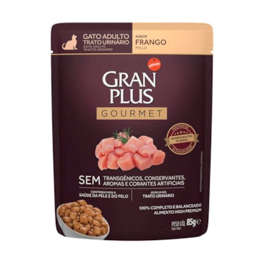Sachê Gran Plus Gourmet para Gatos Adultos Trato Urinário Sabor Frango 85g