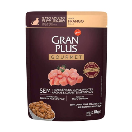 Sachê Gran Plus Gourmet para Gatos Adultos Trato Urinário Sabor Frango 85g