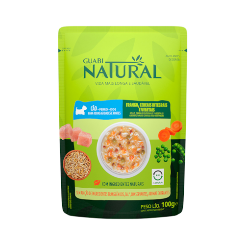 Sachê Guabi Natural para Cães Adultos Sabor Frango, Cereais e Vegetais 100g