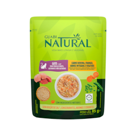 Sachê Guabi Natural para Gatos Sabor Carne, Cereal e Vegetais 85g