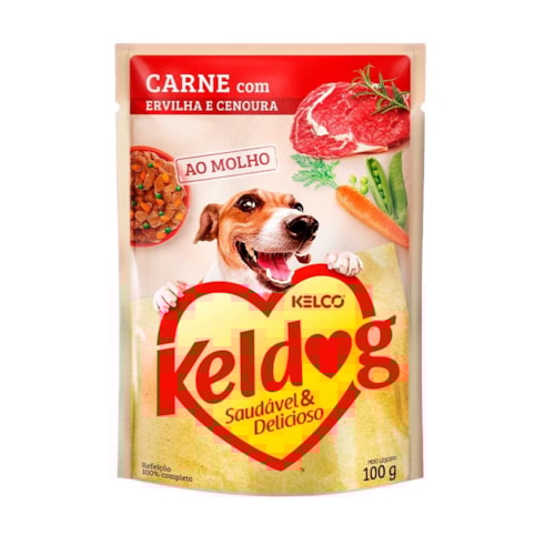 Sachê Keldog para Cães Adultos Sabor Carne com Ervilha e Cenoura 100g