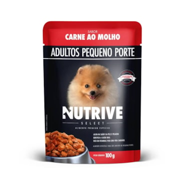 Sachê Nutrive Select para Cães Adultos Pequeno Porte Sabor Carne ao Molho 100 g