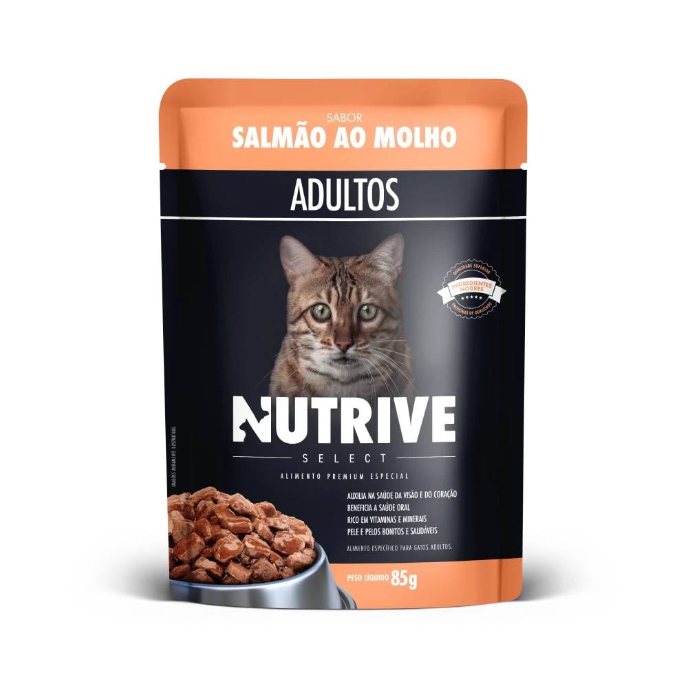 Sachê Nutrive Select para Gatos Adultos Sabor Salmão ao Molho 85 g
