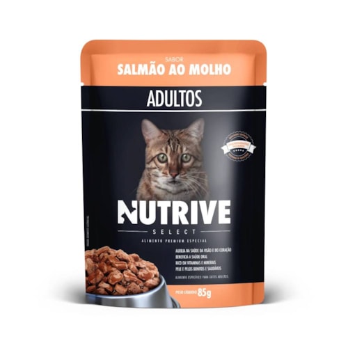 Sachê Nutrive Select para Gatos Adultos Sabor Salmão ao Molho 85 g