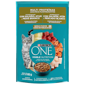 Sachê One para Gatos Sabor Salmão, Atum e Peixe Branco 85g