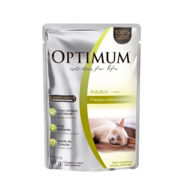 Sachê Optimum Sabor Frango para Gatos Adultos 85g 