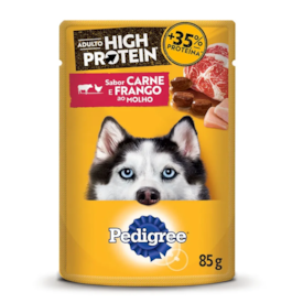 Sachê Pedigree High Protein para Cães Adultos Sabor Carne e Frango 85g