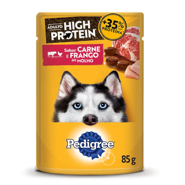 Sachê Pedigree High Protein para Cães Adultos Sabor Carne e Frango 85g