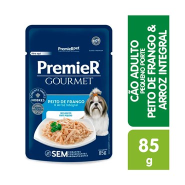 Sachê Premier Gourmet para Cães Adultos Sabor Peito de Frango e Arroz Integral 85 g