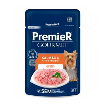 Sachê Premier Gourmet para Cães Adultos Sabor Salmão e Arroz Integral 85 g