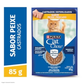 Sachê Purina Cat Chow Gatos Castrados Sabor Peixe 85 g - imagem adicional