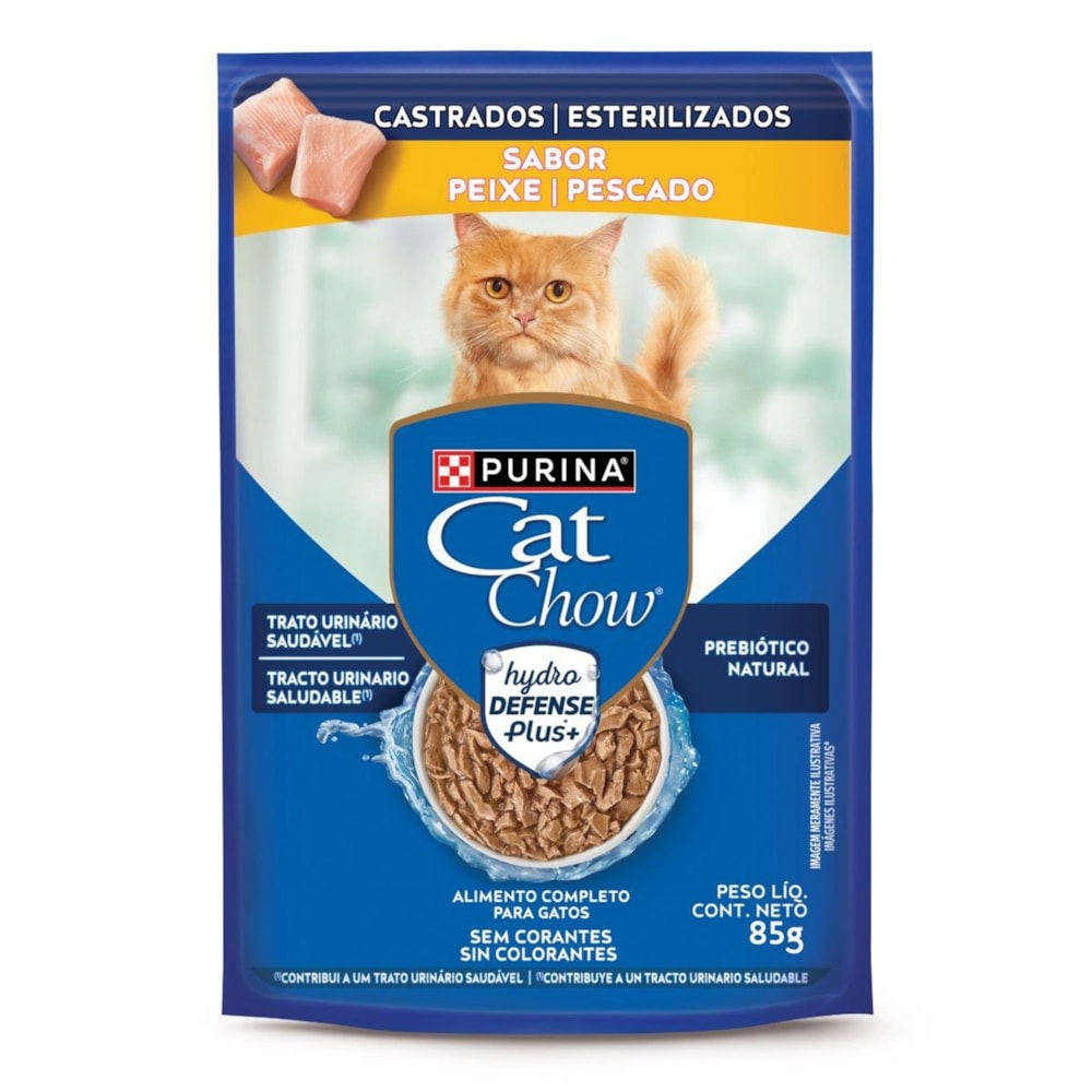 Sachê Purina Cat Chow Gatos Castrados Sabor Peixe 85 g