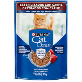 Sachê Purina Cat Chow para Gatos Castrados Sabor Carne 85 g