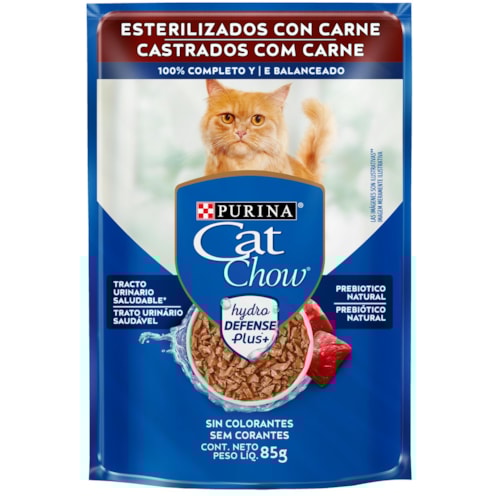 Sachê Purina Cat Chow para Gatos Castrados Sabor Carne 85 g