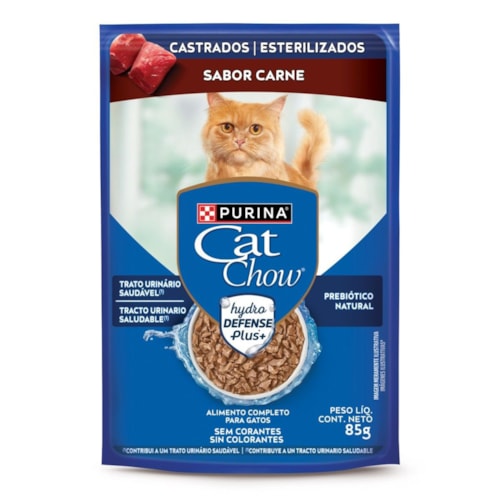 Sachê Purina Cat Chow para Gatos Castrados Sabor Carne 85 g