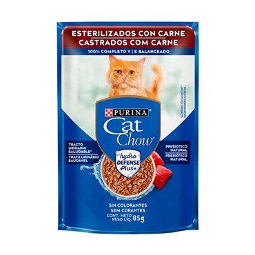 Sachê Purina Cat Chow para Gatos Castrados Sabor Carne 85 g