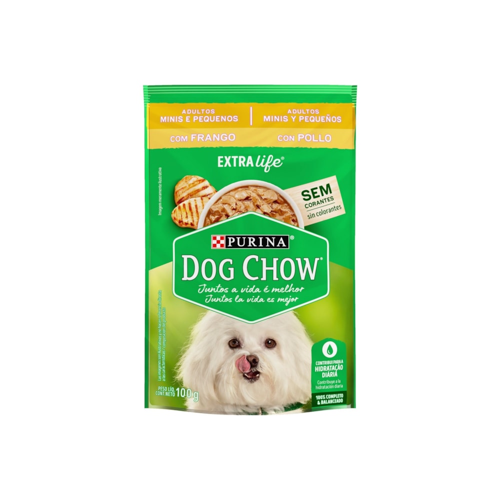 Sachê Purina Dog Chow Extra Life para Cães Adultos Raças Pequenas Sabor Frango 100g