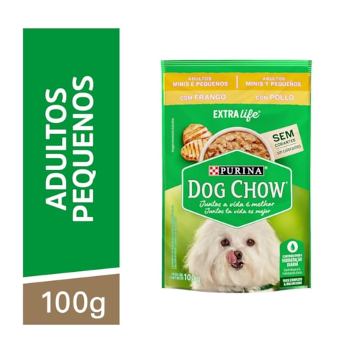 Sachê Purina Dog Chow Extra Life para Cães Adultos Raças Pequenas Sabor Frango 100g - imagem adicional
