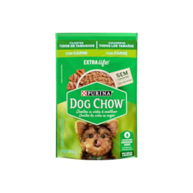 Sachê Purina Dog Chow Extra Life para Cães Filhotes de Todos os Tamanhos Carne 100g