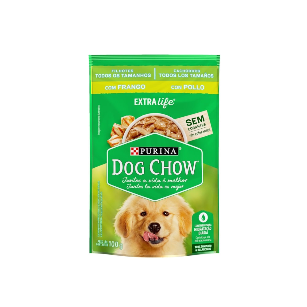 Sachê Purina Dog Chow Extra Life para Cães Filhotes de Todos os Tamanhos Frango 100g