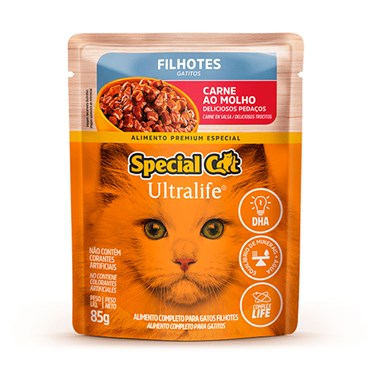 Sachê Special Cat para Gatos Filhotes Sabor Carne ao Molho 85g