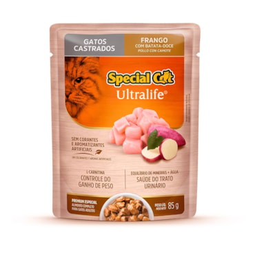 Sachê Special Cat Ultralife para Gatos Adultos Castrados Sabor Frango ao Molho 85g