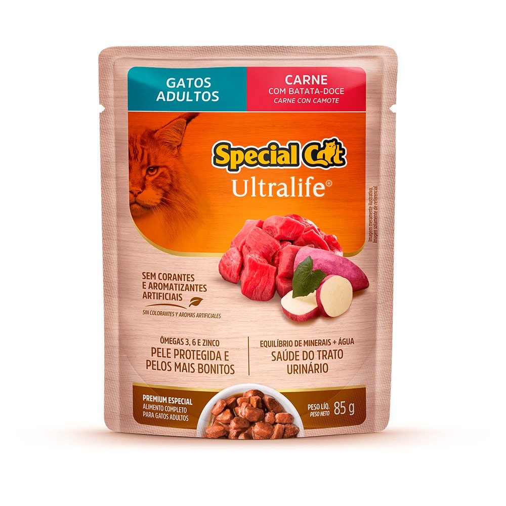 Sachê Special Cat Ultralife para Gatos Adultos Sabor Carne ao Molho 85g