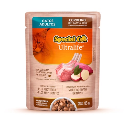 Sachê Special Cat Ultralife para Gatos Adultos Sabor Cordeiro com Batata Doce 85 g
