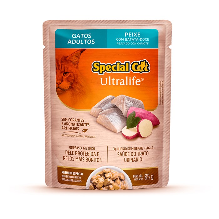 Sachê Special Cat Ultralife para Gatos Adultos Sabor Peixe ao Molho 85g