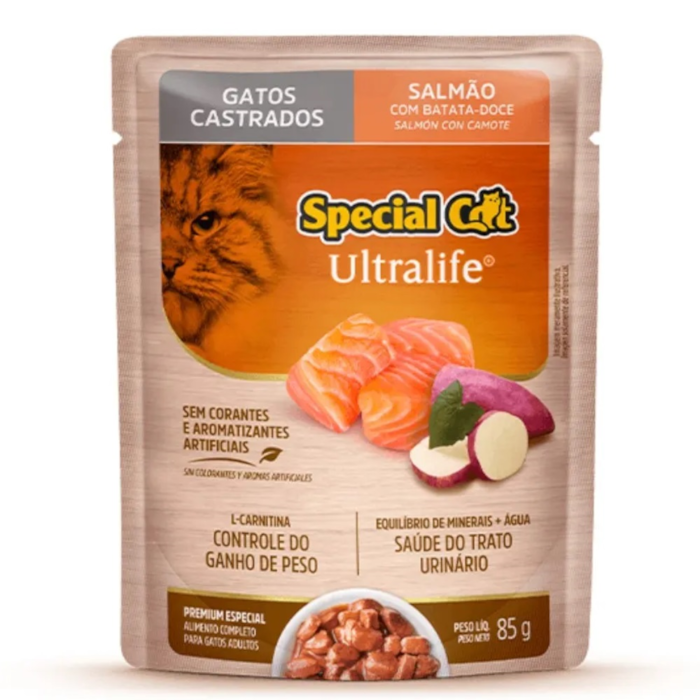 Sachê Special Cat Ultralife para Gatos Castrados Sabor Salmão com Batata Doce 85 g