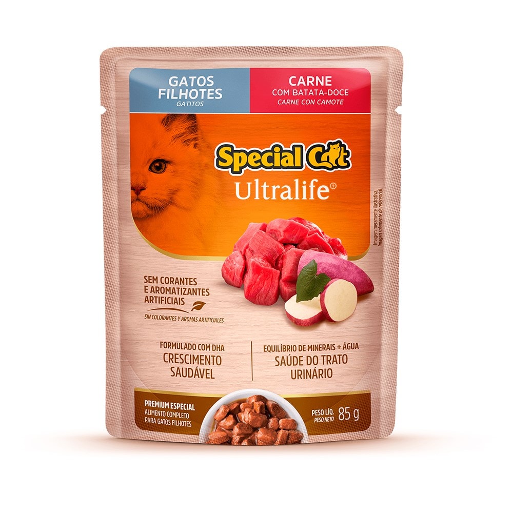 Sachê Special Cat Ultralife para Gatos Filhotes Sabor Carne ao Molho 85 g
