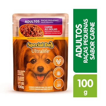 Sachê Special Dog para Cães Adultos de Raças Pequenas Sabor Carne ao Molho 100g