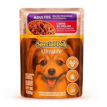 Sachê Special Dog para Cães Adultos de Raças Pequenas Sabor Carne ao Molho 100g